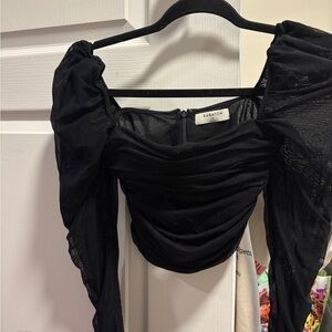Babaton Black Ruched Blouse